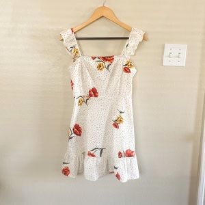 Floral Polka Dot Linen Mini Dress